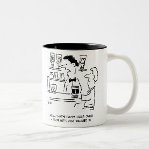 Caneca De Café Em Dois Tons Feliz Hour agora a esposa chegou