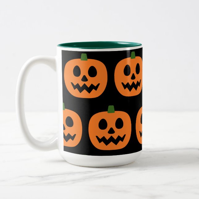 Caneca De Café Em Dois Tons Feliz Jack-O-Lanterna (Esquerda)