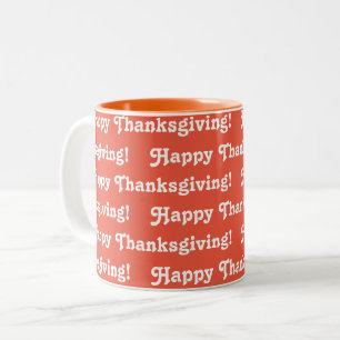 Caneca De Café Em Dois Tons Feliz Laranja de Ação de Graças