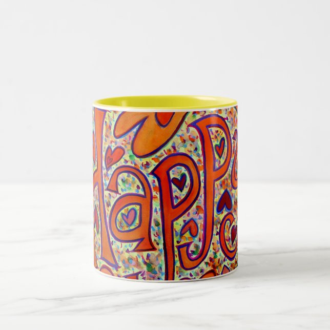Caneca De Café Em Dois Tons Feliz Mug (Centro)