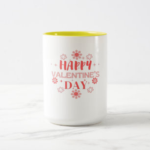 Caneca De Café Em Dois Tons Feliz Namorados do Dia do Amor Design