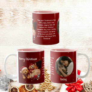 Caneca De Café Em Dois Tons Feliz Natal Cachorro Vermelho Fofo Foto da Mãe