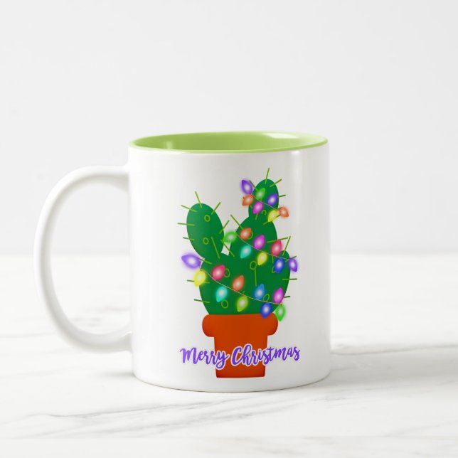 Caneca De Café Em Dois Tons feliz natal cactus (Esquerda)