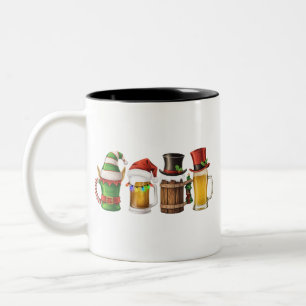 Caneca De Café Em Dois Tons Feliz Natal Cervejas Bebendo Papai Noel Amante da 
