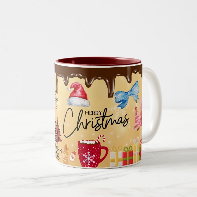 Caneca De Café Em Dois Tons Feliz natal, Chocolate (Frente Esquerda)