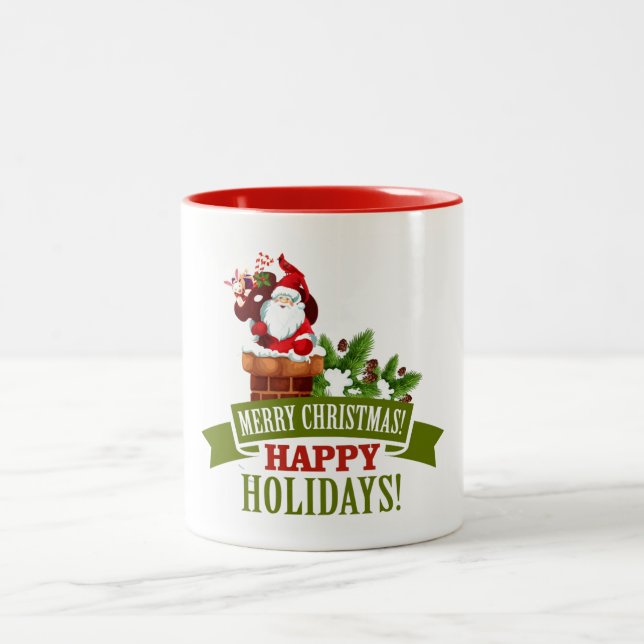 Caneca De Café Em Dois Tons Feliz Natal Clássico Mug (Centro)