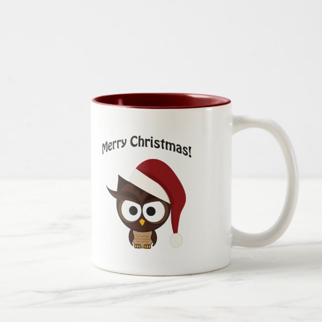 Caneca De Café Em Dois Tons Feliz Natal Coruja Irritada (Direita)