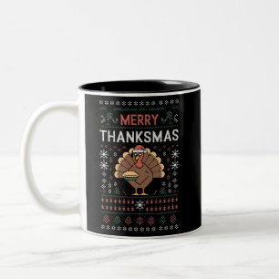 Caneca De Café Em Dois Tons Feliz Natal de Ação de Graças Peru 