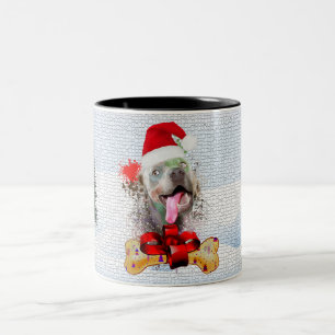 Caneca De Café Em Dois Tons Feliz Natal de Cachorro Feliz