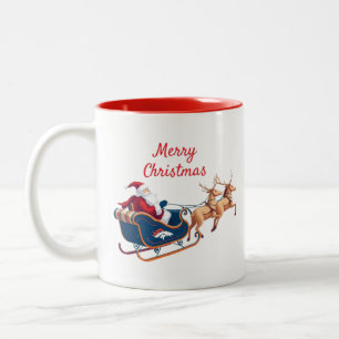 Caneca De Café Em Dois Tons Feliz Natal Denver Broncos Papais noeis Sleigh