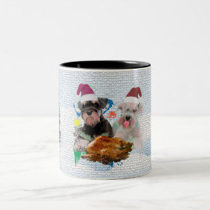 Caneca De Café Em Dois Tons Feliz Natal do Cachorro Schnauzer