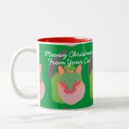 Caneca De Café Em Dois Tons "Feliz Natal Do Seu Gato" presente personalizado