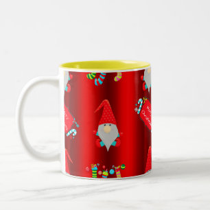 Caneca De Café Em Dois Tons Feliz Natal dos Elfos Vermelhos