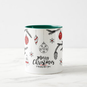Caneca De Café Em Dois Tons Feliz Natal e Feliz ano novo