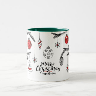 Caneca De Café Em Dois Tons Feliz Natal e Feliz ano novo
