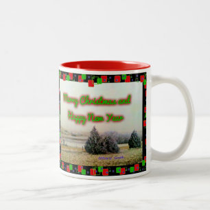 Caneca De Café Em Dois Tons Feliz Natal e feliz ano novo!
