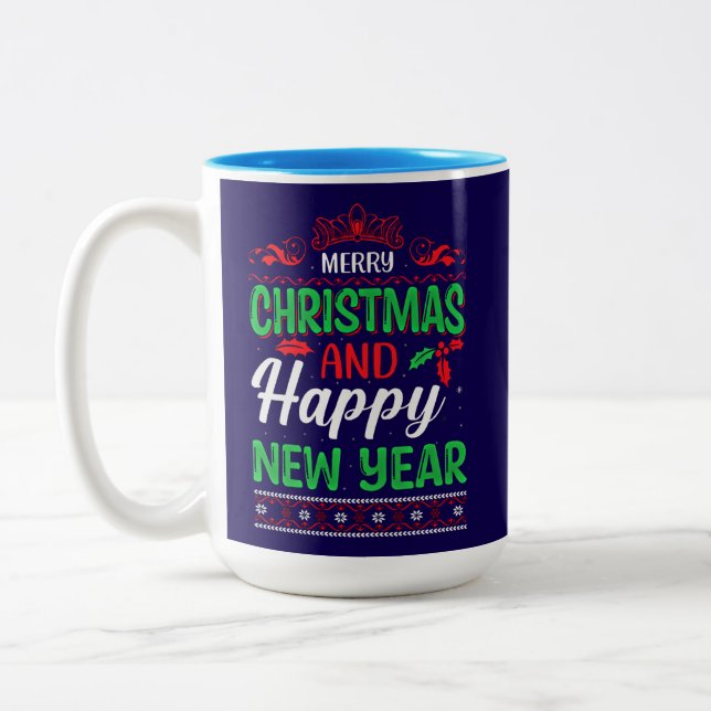 Caneca De Café Em Dois Tons Feliz Natal E Feliz ano novo-61064 Hoodie (Esquerda)