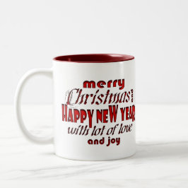 Caneca De Café Em Dois Tons Feliz Natal e Felizes anos novos RB saudações