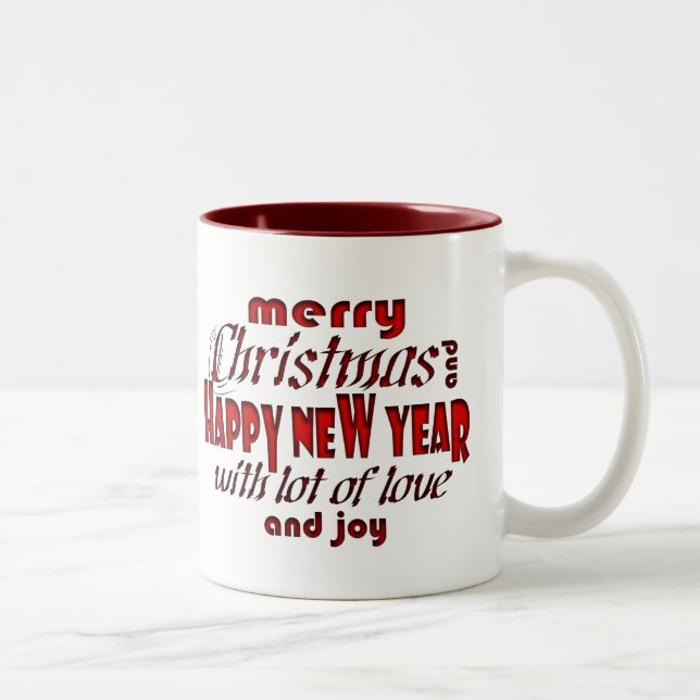 Caneca De Café Em Dois Tons Feliz Natal e Felizes anos novos RB saudações (Direita)