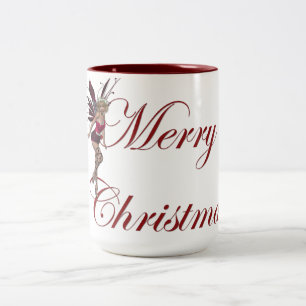 Caneca De Café Em Dois Tons Feliz Natal Faerie 1 - Mug de café de Natal