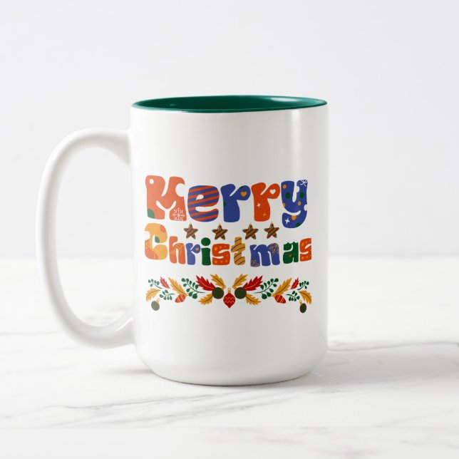 Caneca De Café Em Dois Tons Feliz Natal Férias (Esquerda)