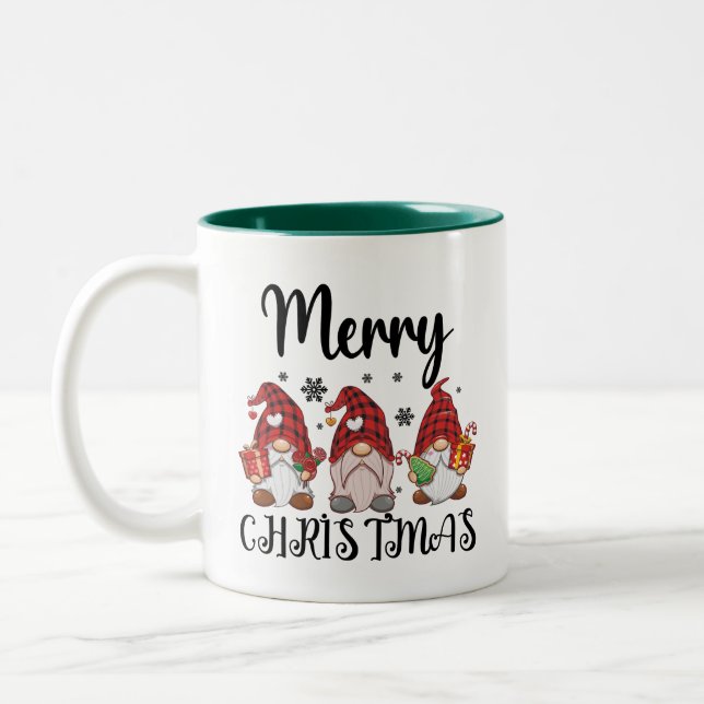Caneca De Café Em Dois Tons Feliz Natal Gnomos de Natal (Esquerda)