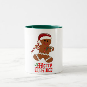 Caneca De Café Em Dois Tons Feliz Natal legal, design de biscoito de gengibre