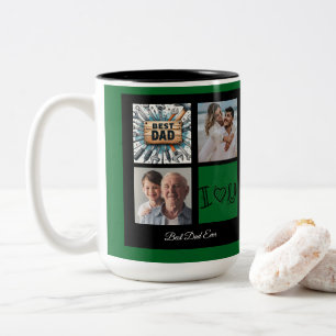 Caneca De Café Em Dois Tons Feliz Natal Melhor Colagem de Fotos do Pai Ever