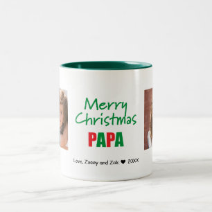 Caneca De Café Em Dois Tons Feliz Natal Moderno Papa 2 Foto Mug