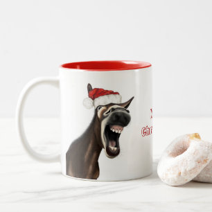 Caneca De Café Em Dois Tons Feliz Natal Mug - Cantando Donkey