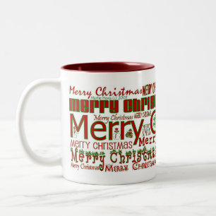 Caneca De Café Em Dois Tons Feliz Natal Mug - Interior Vermelho