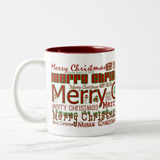 Caneca De Café Em Dois Tons Feliz Natal Mug - Interior Vermelho (Esquerda)