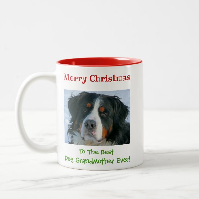 Caneca De Café Em Dois Tons Feliz Natal para a avó do cão (Esquerda)