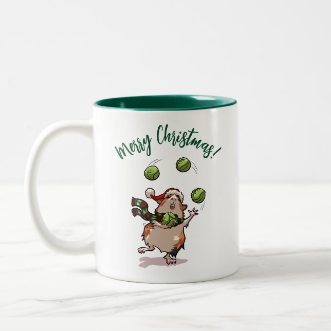 Caneca De Café Em Dois Tons Feliz Natal para a Guiné! Juggler Cartoon (Esquerda)