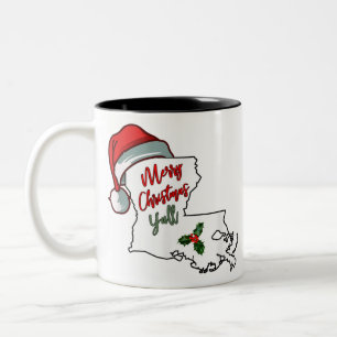 Caneca De Café Em Dois Tons Feliz Natal por todo o chapéu de Papai Noel