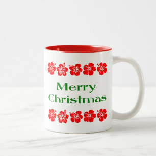 Caneca De Café Em Dois Tons Feliz Natal Red Hibiscus Hawaiian Mug