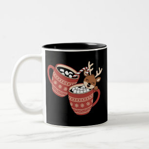 Caneca De Café Em Dois Tons Feliz Natal Rena Famigerada Fofa do Natal Café 