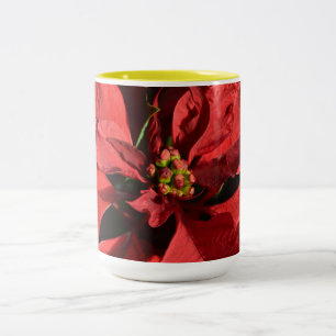 Caneca De Café Em Dois Tons Feliz Natal Ruivo Encaracolado Poinsettia