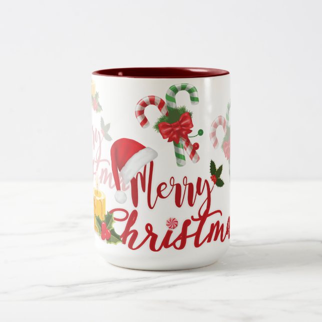 Caneca De Café Em Dois Tons Feliz Natal - Script de Caligrafia (Centro)
