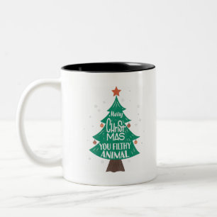 Caneca De Café Em Dois Tons Feliz Natal, Seu Sujo Xmas Engraçado