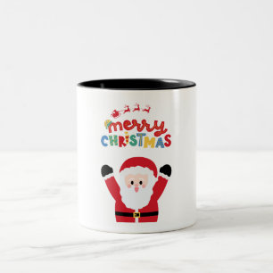 Caneca De Café Em Dois Tons Feliz Natal Simples Vermelho