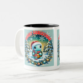 Caneca De Café Em Dois Tons Feliz Natal Tartaruga Saudação Mug