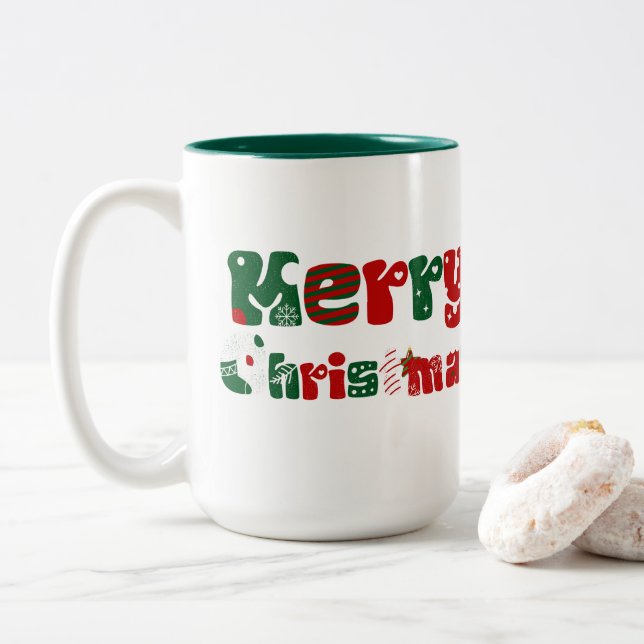 Caneca De Café Em Dois Tons Feliz Natal Unisex & Kids Clothing (Com Donut)