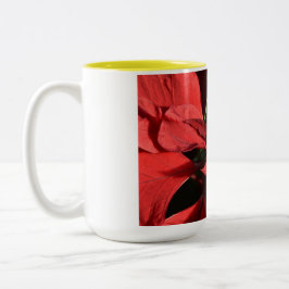 Caneca De Café Em Dois Tons Feliz Natal Vermelha Poinsettia Crespa