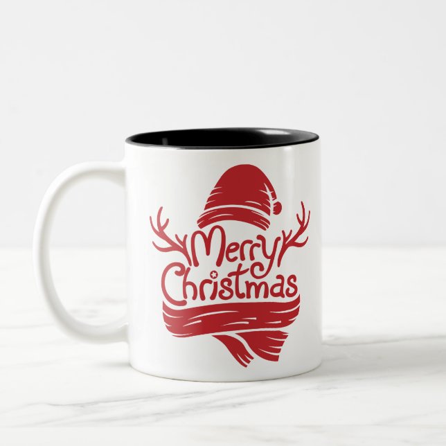 Caneca De Café Em Dois Tons Feliz Natal vermelho (Esquerda)