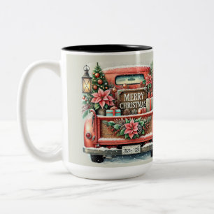 Caneca De Café Em Dois Tons Feliz Natal Vintage Orange Truck