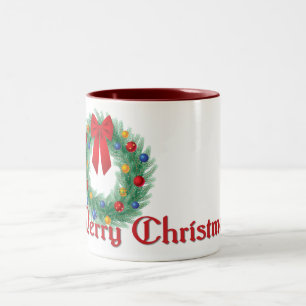 Caneca De Café Em Dois Tons Feliz Natal Wreath Mug