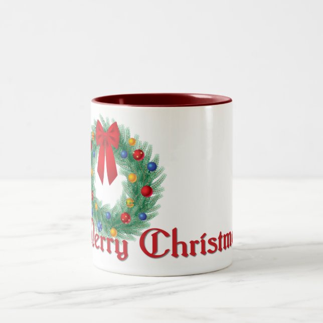 Caneca De Café Em Dois Tons Feliz Natal Wreath Mug (Centro)