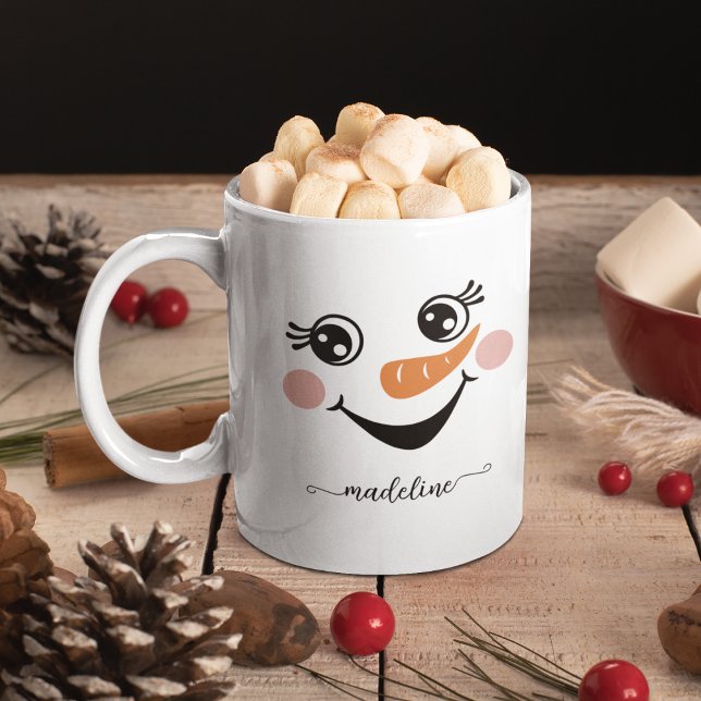 Caneca De Café Em Dois Tons Feliz Neve Feliz Nome Roteiro Caligrafia (Criador carregado)