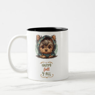 Caneca De Café Em Dois Tons Feliz Outono para Todos Camisola de Yorkshire Terr